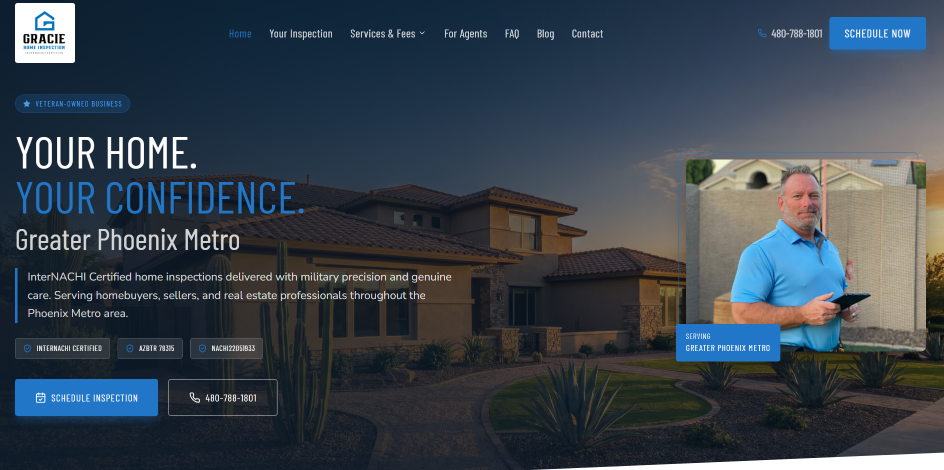 Website for home inspector in phoenix