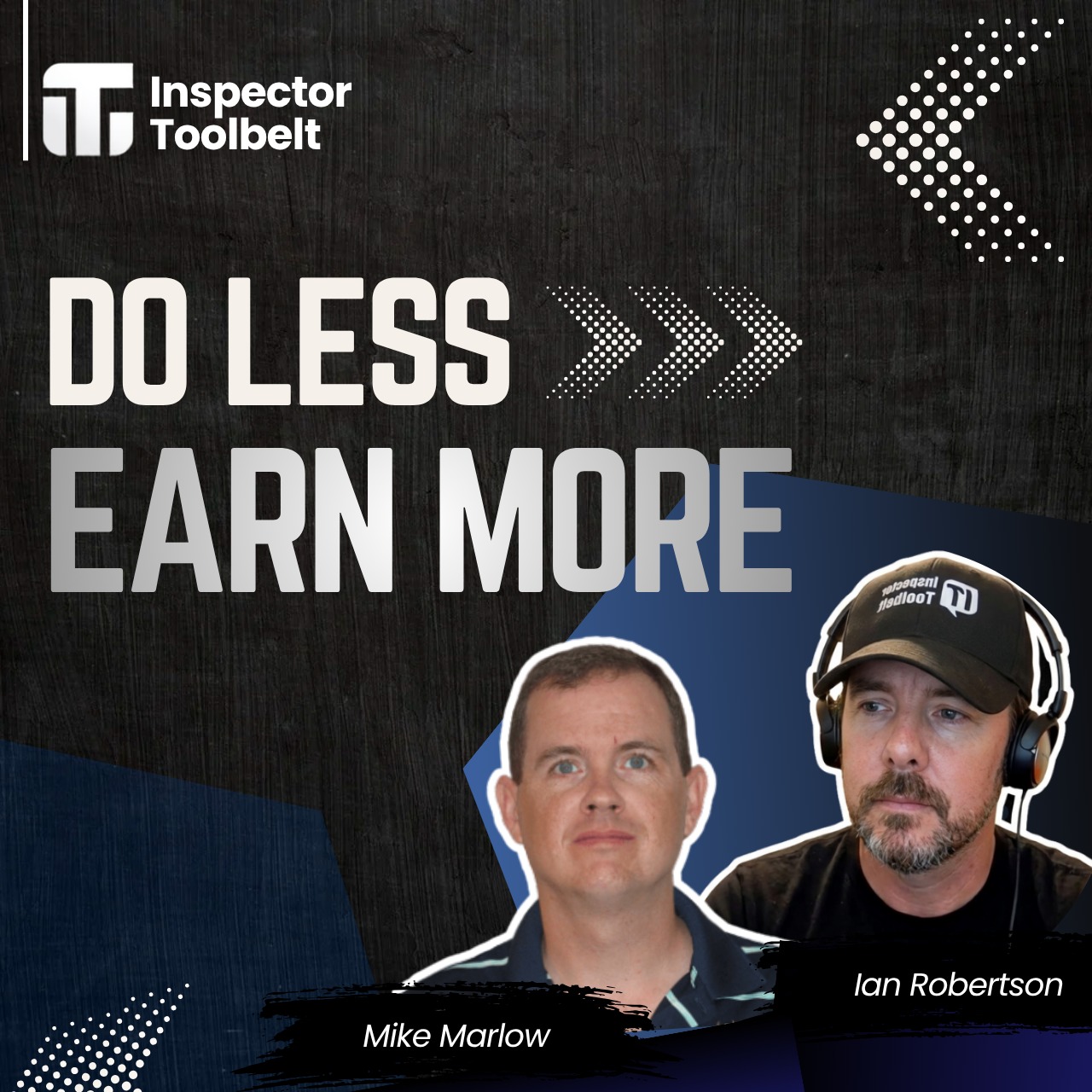 Ian Mayer of IM Home Inspections, left, and Inspector Toolbelt Talk host Ian Robertson, right, with the text “Million Dollar Success with Ian Mayer.”